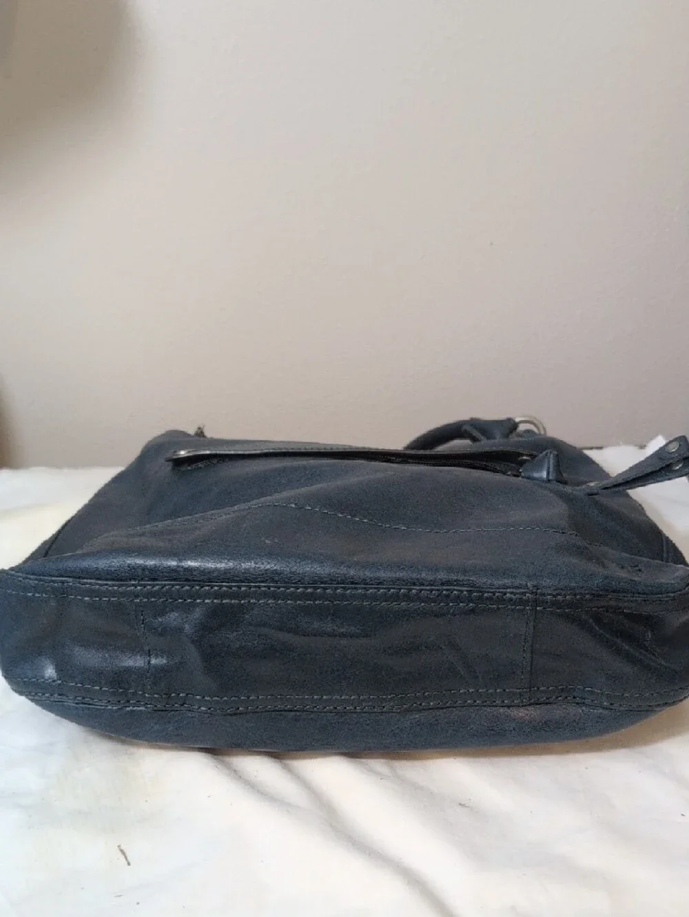 Classic Deep Teal Leather Shoulder Bag - Women's Everyday Hobo